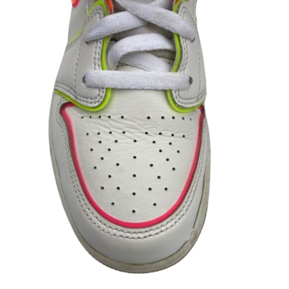 Nike Girls Air Jordan 1 Hightops Mid GS "Edge Glow" White with Neon Colors, 6Y - Picture 7 of 11